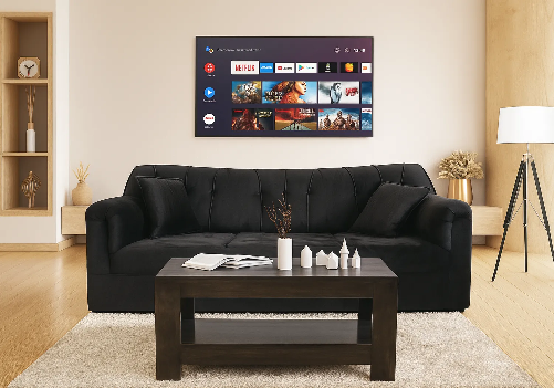 Black Sofa, Smart TV 40 Inch and Center Table Combo 